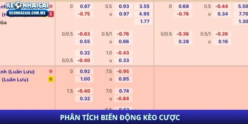 Phân tích biến động kèo cược